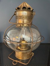 Vintage Ships 'Onion oil lamp' in brass and glass with original lamp burner