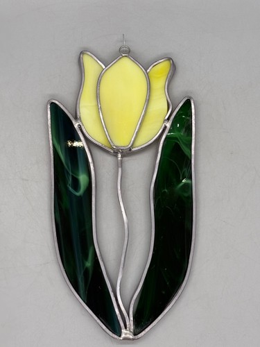 Yellow tulip suncatcher - tulip, stain