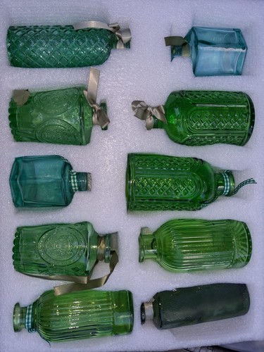 Green glass table vases - glass,