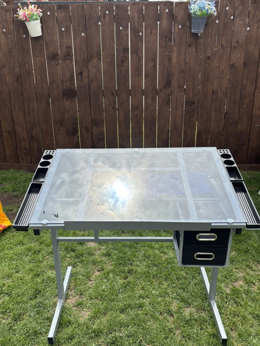 Glass top drawing board - board, table