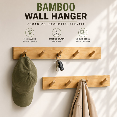 Bamboo wall coat rack - bamboo,