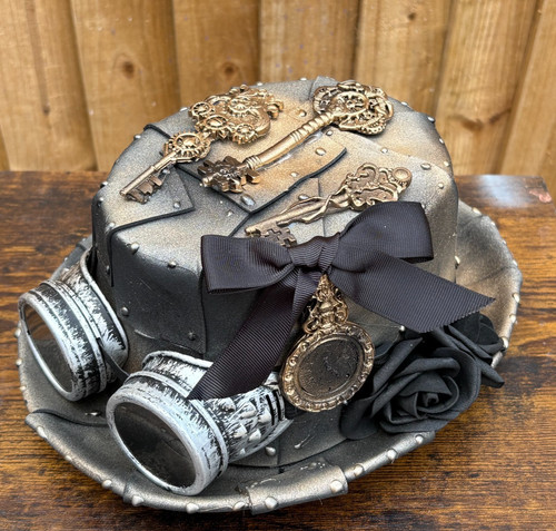 Steampunk metal effect top hat - effect,