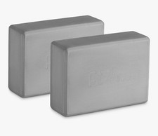 Yoga Blocks Set Foam Brick x 2 Aids Pilates Grey Non-Slip Surface Travel Light