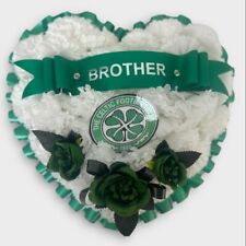 Artificial Celtic Funeral Flowers heart Wreath Memorial Grave Tribute Dad green