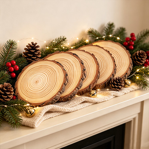 Natural round discs wood - round,