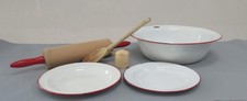 Vintage red white enamel