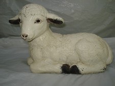 Sheep Laying  Statue Concrete Lamb Farm Decoration Sheep Figure 7.5" high