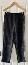 annette gortz trousers 38 black linen blend side stripe 28 waist
