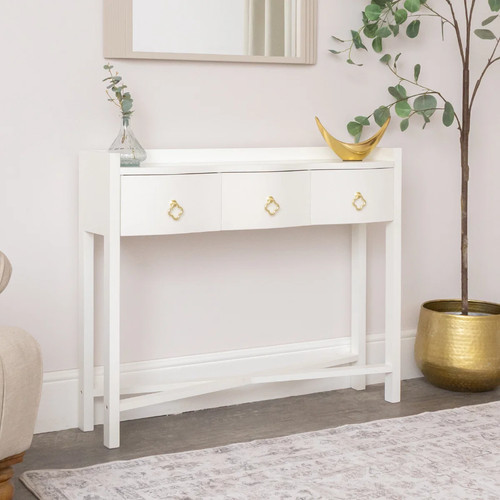 White painted curved - 3, drawer