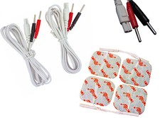 1 Pair Neurotrac & Activlife Compatible Tens Leads With 5 x 5cm Square Tens Pads