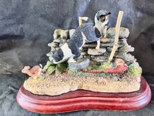 Border Fine Arts "Split Decision" 2 collies chasing pheasant & rabbit A4072