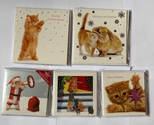 Pack of 5 or 10 square Christmas cards choice of 5 Ginger Kitten Cat designs