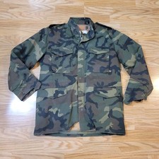 Vintage Mens Small Duck Bay Jacket With Military Liner Green Camouflage Hunting 