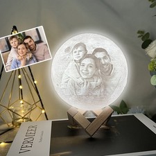 UK Personalised Moon Lamp Night Light Gift with Custom Photo & Text ~ 3D Print