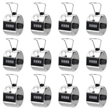 12pcs Click Counters 4 Digit Mechanical Handheld Hand Tally Lap Counter Silver