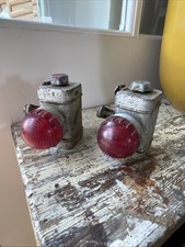 Vintage Pair of Red Starlite GEC 1950s1960s Bicycle Lamps Made In England Retro