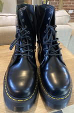 DR MARTENS JADON BLACK SMOOTH LEATHER PLATFORM BOOTS SIZE UK 12