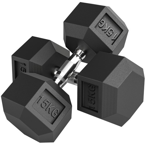Homcom 2x15kg rubber hex - homcom,
