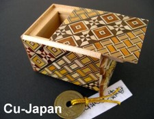 Genuine 2 Sun 7 Step Japanese Puzzle Box with good luck coin UK stock Himitsu