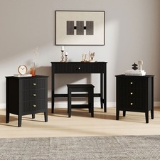 Dressing Table, Stool & Pair of 3 Drawer Bedside Tables - Hales Black Range