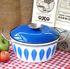 Enamel Casserole Stockpot Sauce pan CATHERINE HOLM Lotus Vintage Kitchen