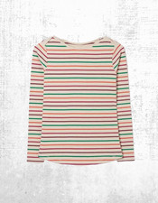 Women’s Fat Face Breton Top Cotton Long Sleeve Multi White Stripe Crew Neck