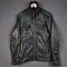 SUPERDRY Leather Jacket Mens S