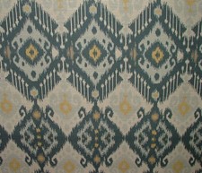 Boho Navy Blue Ikat Linen