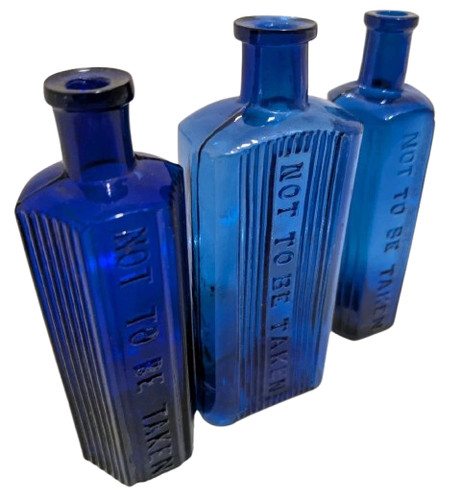 Vintage blue glass poison - blue,