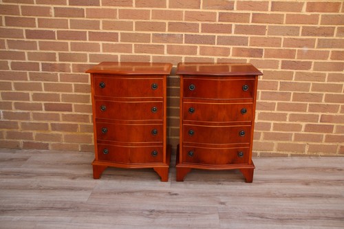 Pair yew bedside tables - yew,