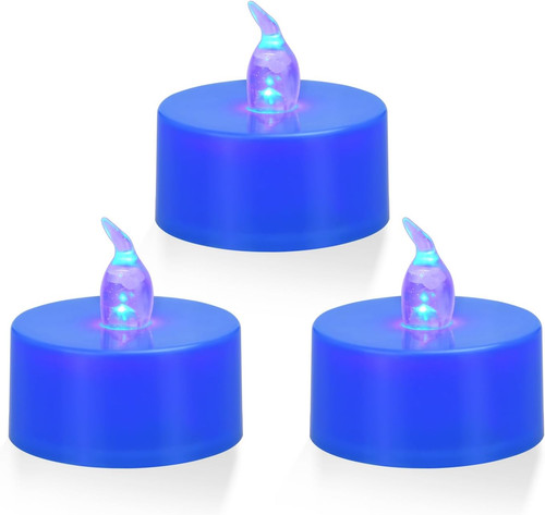 Pack led tea lights blue - 12, lights,