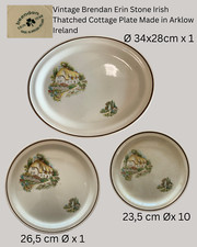 Vintage Brendan Erin Stone Irish Thatched Cottage Plate Made in Arklow Ireland