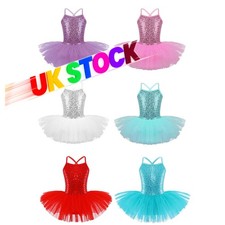 Girl's Ballerinas Sequined Ballet Dance Dress Fancy Tutu Leotard Skirt Costume
