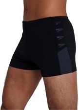 Speedo Men's Boom Logo Splice Aquashort Swimsuit Swimming Trunks Black/Grey 28
