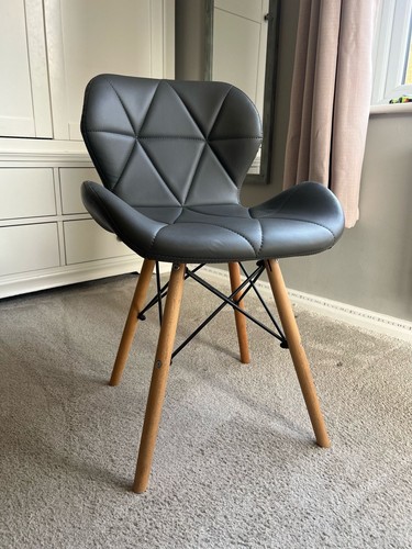Single grey leather - grey, chair