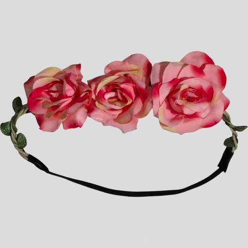 Floral rose headband pink red - rose,