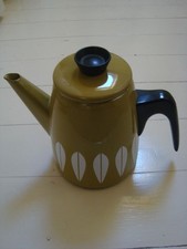 VINTAGE CATHERINE HOLM OLIVE GREEN LOTUS PATTERN COFFEE POT c1960's