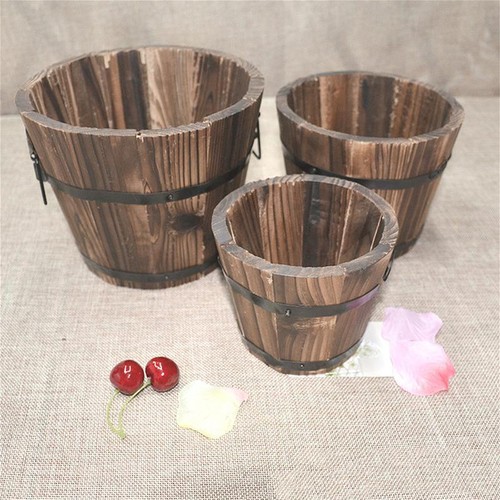 Barrel planter pots wooden - barrel,