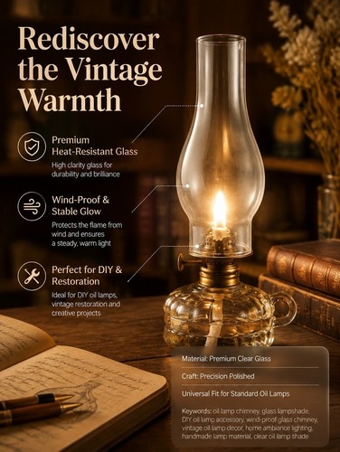 Clear oil lamp chimney - oil,