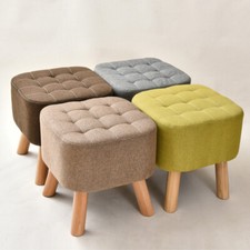 Linen Fabric Padded Footstool