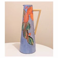 Vintage 1920s 1930s Sudlow Burslem Art Deco Leaf Pottery Water Pitcher Ewer Jug