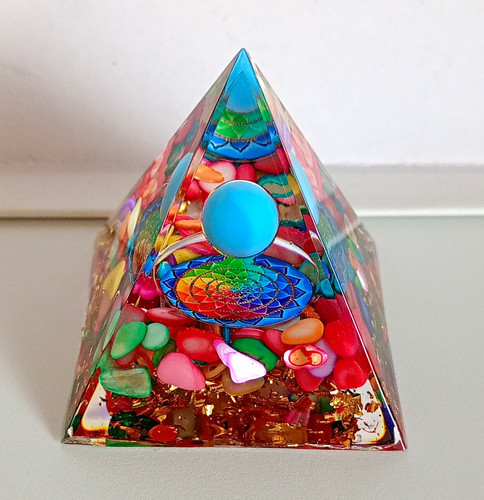 Colourful polished orgonite - colourful,