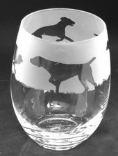 GERMAN SHORTHAIRED POINTER Frieze Boxed 36cl Crystal Stemless Wine / Water Glass