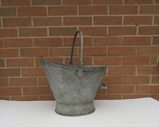 Vintage old galvanised coal scuttle bucket or garden planter pot