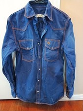 Western Welder Shirt Mens Medium Pearl Snap Western Logo Utility Work Outdoor