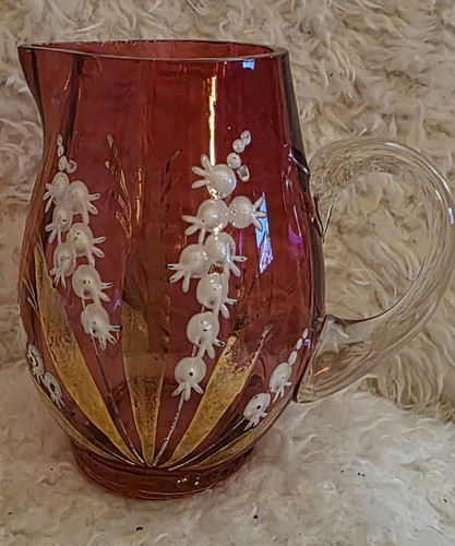 Victorian cranberry glass jug - glass,