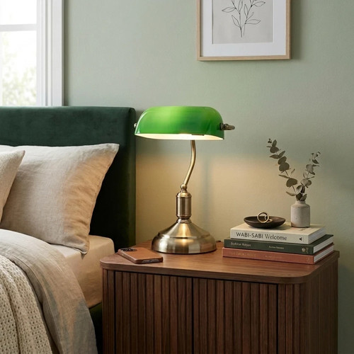 Bankers table lamp - lamp, antique