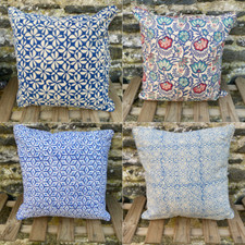 Cushion Covers Hand Block Printed 18 x18ins –Home Ethnic Nomads Wales