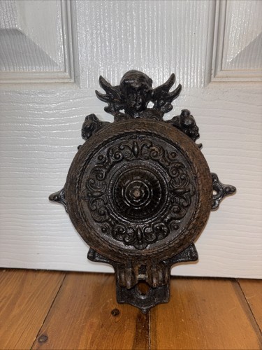 Antique cast iron cherub - iron,
