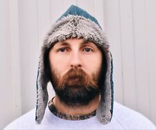 Vintage Swiss army wool winter hat cap wool grey thermal cold weather 1970s